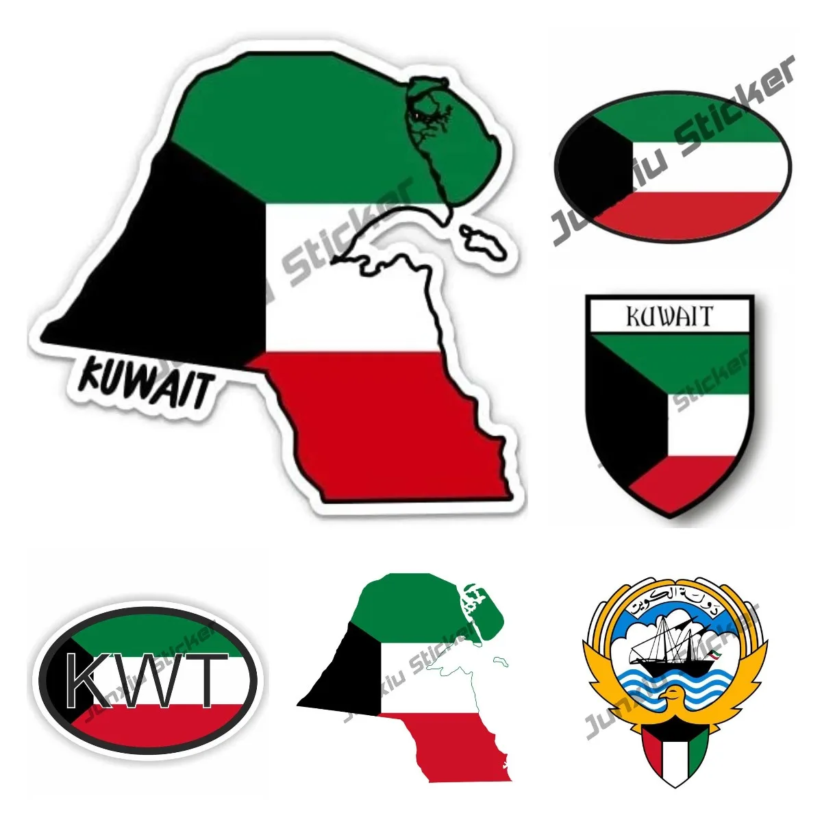 Laptop Accessories Kuwait - Koeweit kaart met vlag vinyl sticker