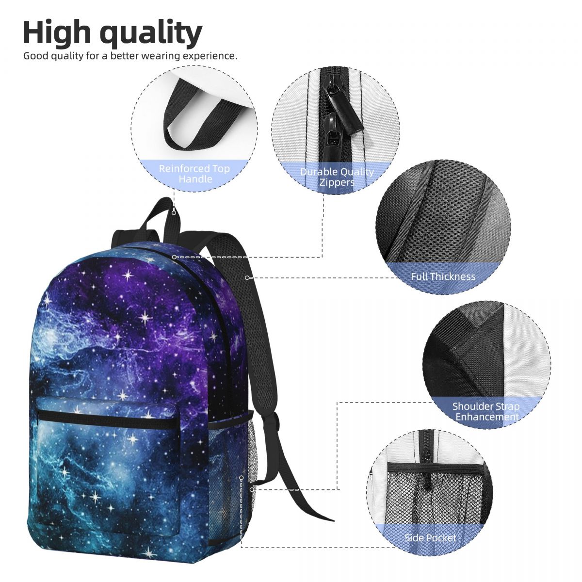 Laptop Accessories Women - Paarse Teal Galaxy Nebula Dream-rugzak Jongens